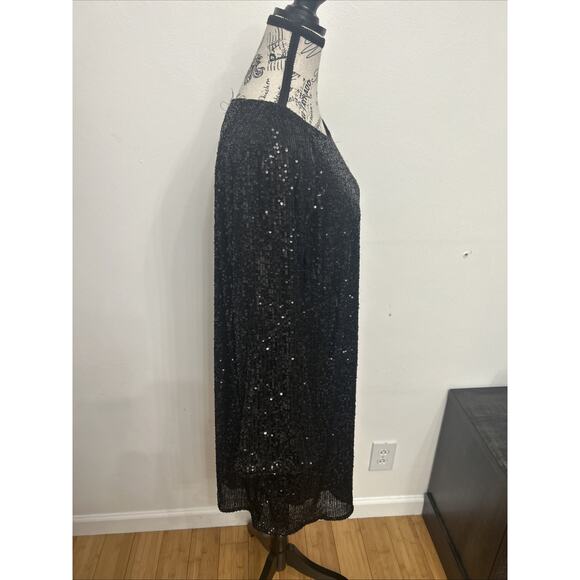 H&M Black Sequin Shift Dress • Holiday Sparkle • New Year’s Eve Look Sz M - Picture 3 of 5
